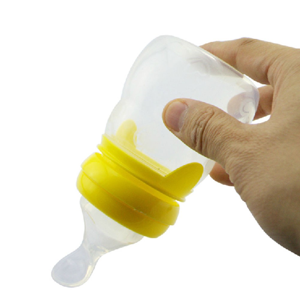 Feeding Babies Tableware Extrusion Feeding Spoon(Yellow)