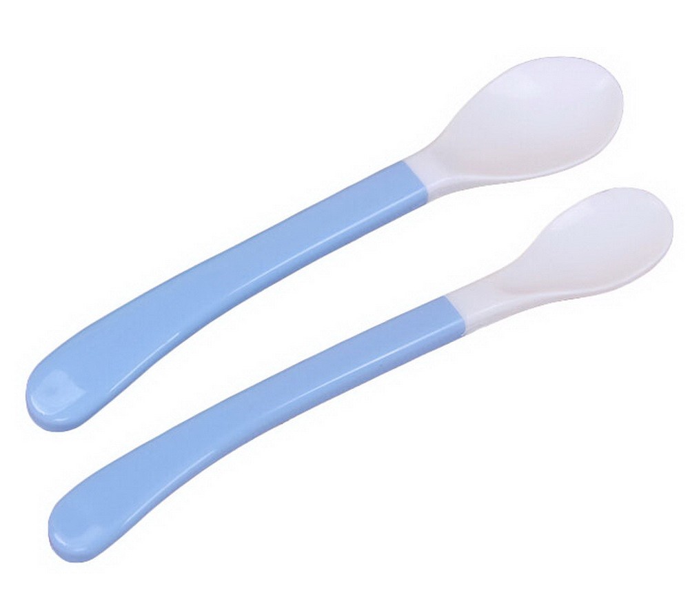 BEST Baby Feeding Spoons Children's Tableware Soft Spoon(1 Pair)-Blue