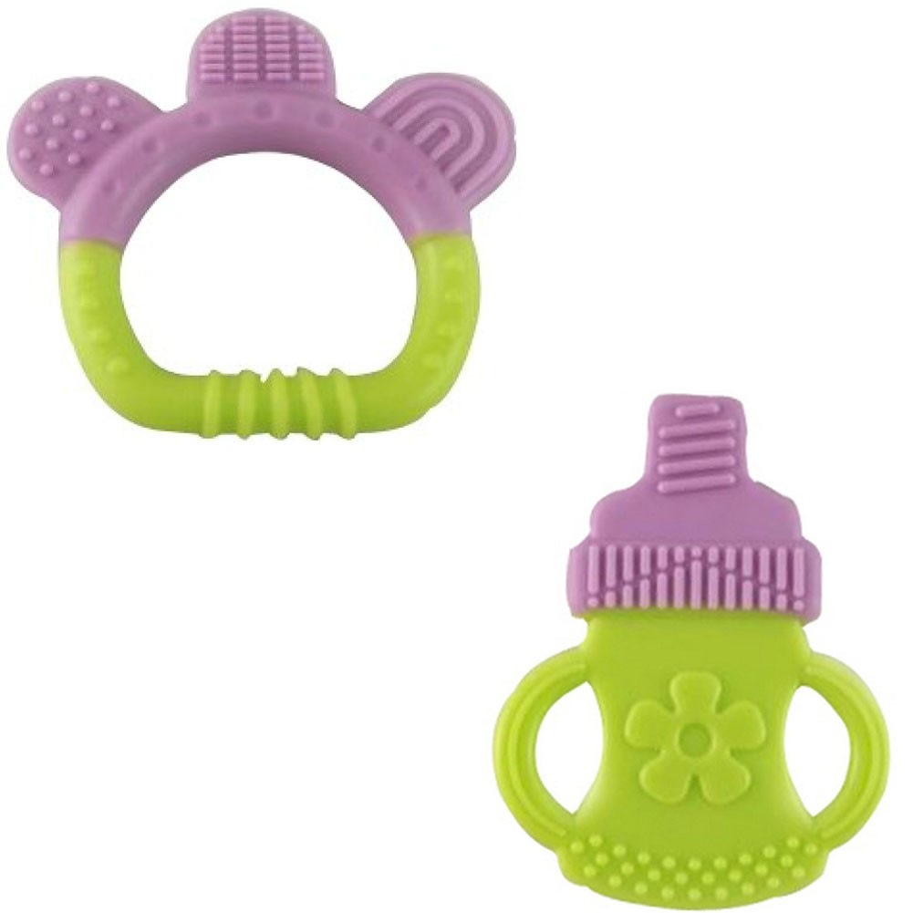 PURPLE Newborn Infant Training Teeting Baby Toddler Relieving Teether Set of 2
