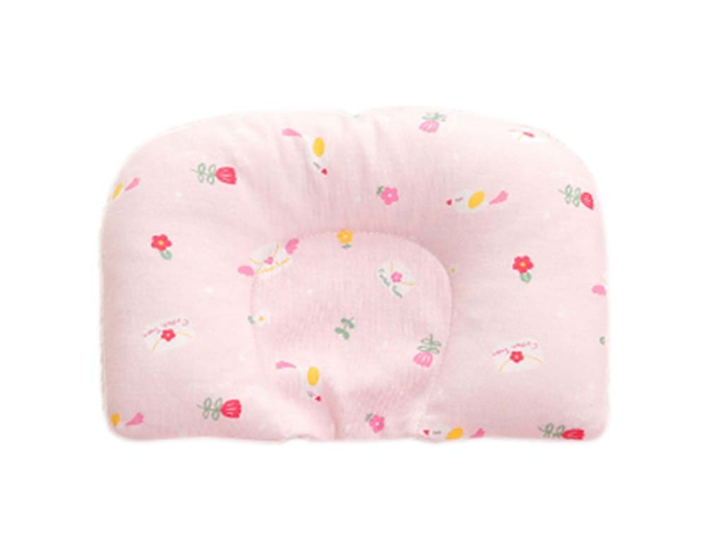 Comfortable And Soft Cotton Baby Pillow Shape Prevent Flat Head Pillow PINK