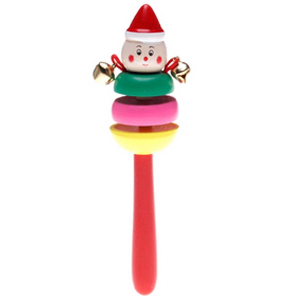 2 Pcs Colorful Santa Claus Baby Infant Wooden Rattles Educational Toys