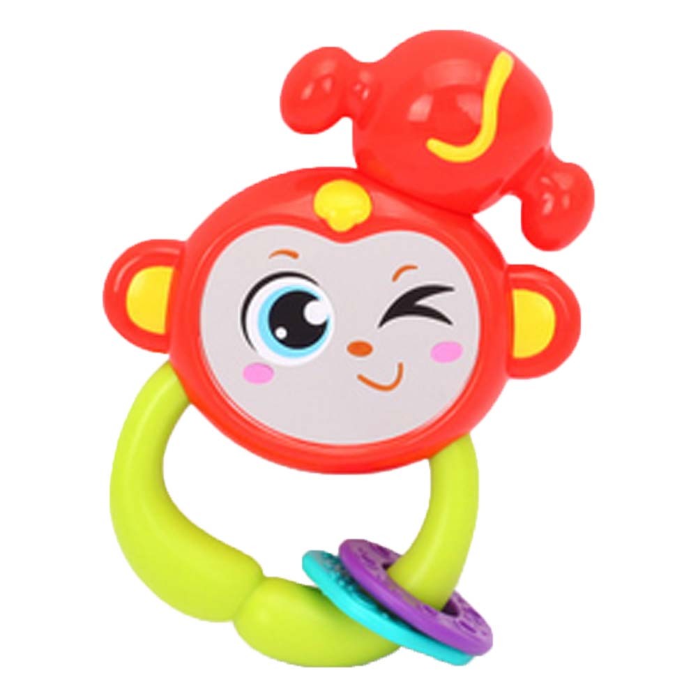 2 Pcs Lovely Cartoon Monkey Baby Plastic Rattles Hand Bell Baby Toys