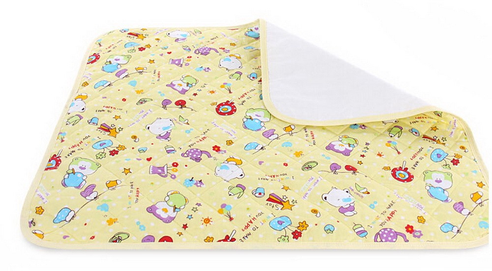 Toddler Waterproof Washable Diaper Changing Mat Pad(Yellow Bear)-50*70cm