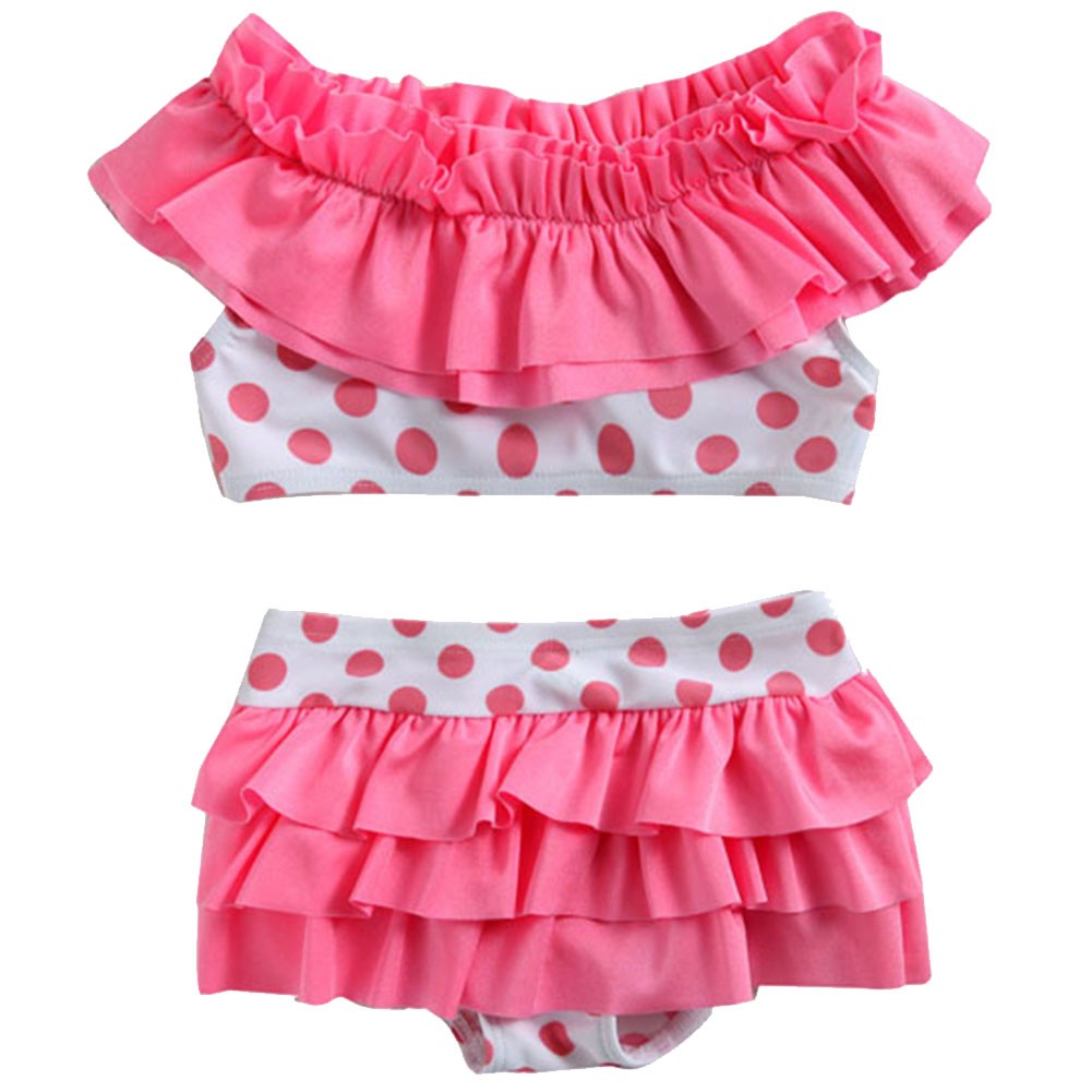 Cute Baby Girls Pink Bikini Beach Suit Lovely Swimsuit 1-2 Years Old(80-90cm)