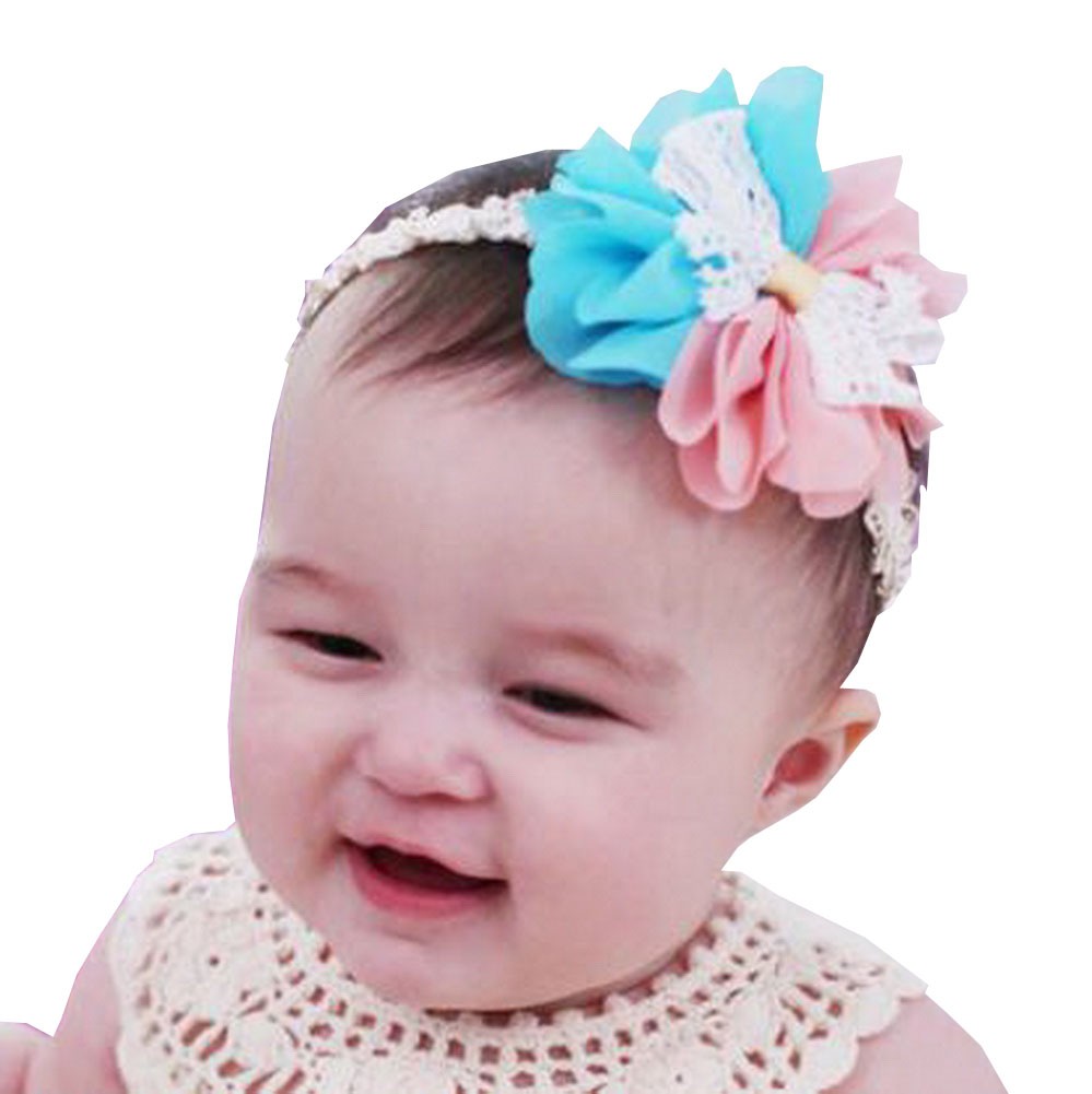 Set of 3 Beautiful Baby Girl Headband Cute Flower Toddler Accessory Pink&Blue 1Y