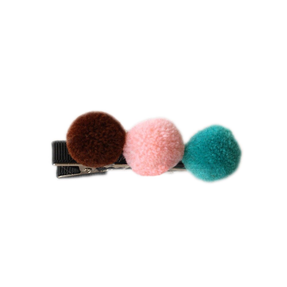 Gift Toddler Plush Ball Hair Clips Children's Handmade Hair Accessories 2 PCS