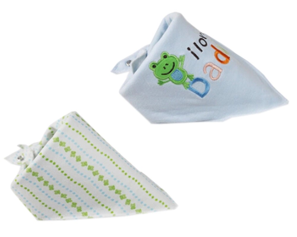 2 PCs Smiling Frog Saliva Towel Adjustable Baby Neck Scarf Neckerchief 15*11"