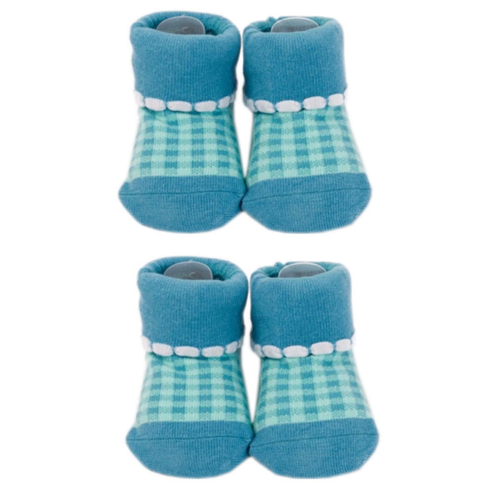 Tartan Infant Anti Skid Slip Baby Newborn Shocks Toddler Shoes 2 Pack BLUE