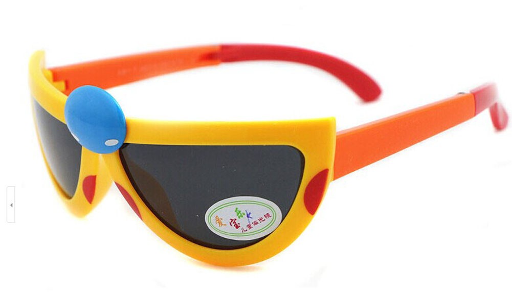 Lovely Seven-Spotted Ladybugs Folding Baby Sunglasses-Yellow Frame