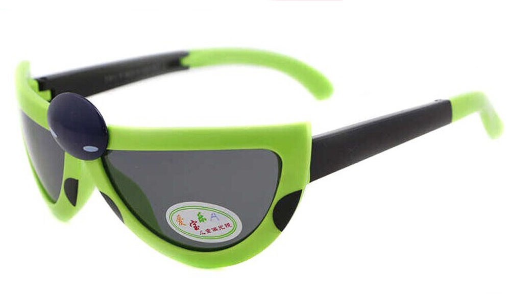 Hot Sale Seven-Spotted Ladybugs Folding Baby Sunglasses-Green Frame