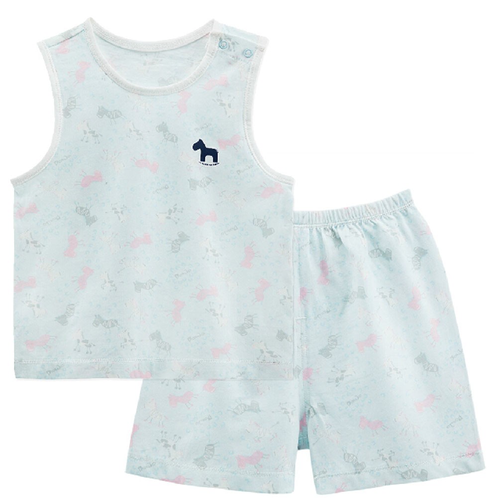 Infant Vest&Shorts 2 Pieces Baby Toddler Underwear Set  Printing Blue 6-9M