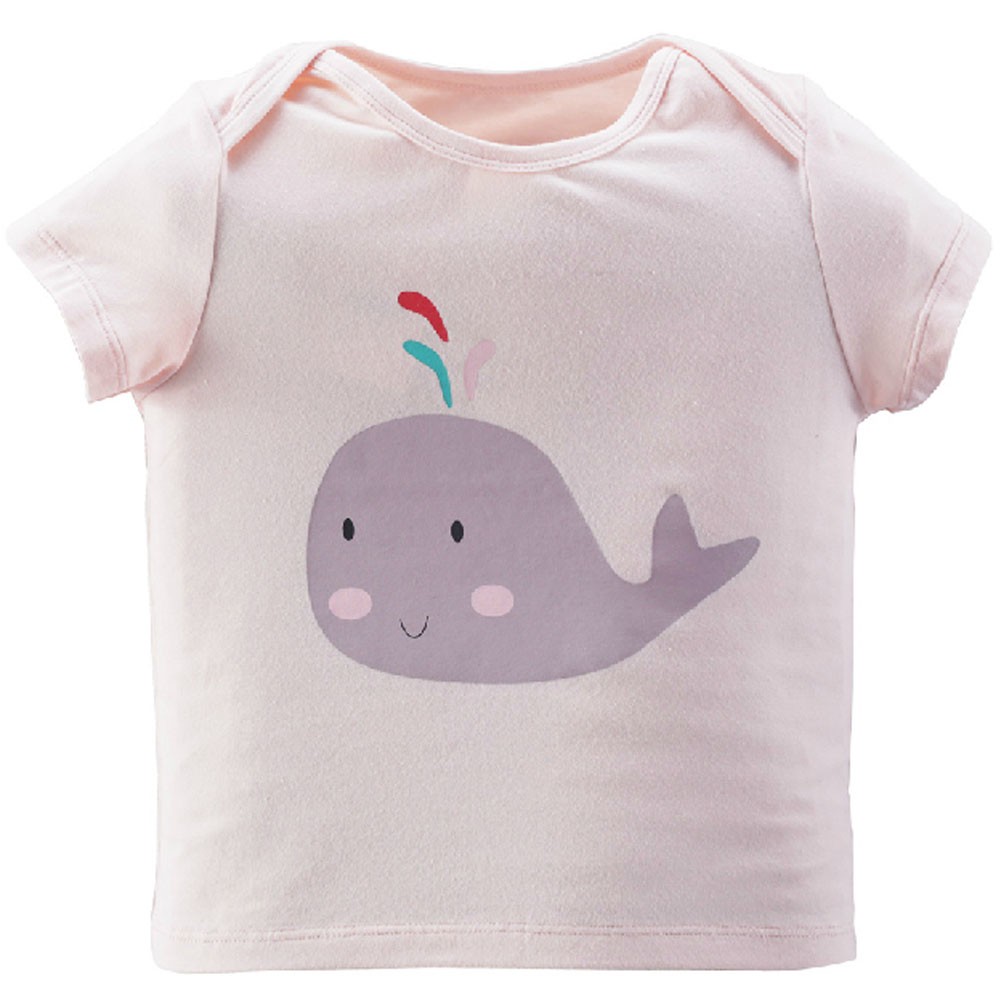 Whale Pure Cotton Infant Tee Baby Toddler T-Shirt LIGHT PINK 100 CM (16-30M)