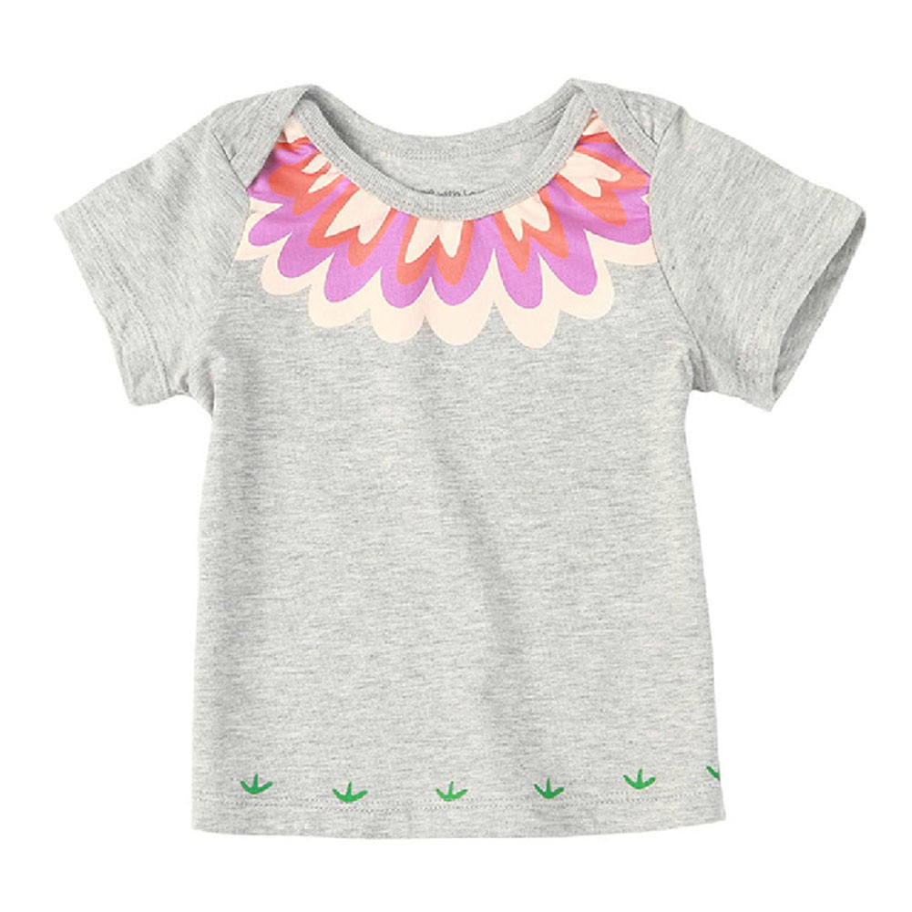 COLORFUL Floral Pure Cotton Infant Tee Baby Toddler T-Shirt GRAY 73 CM (6-12M)
