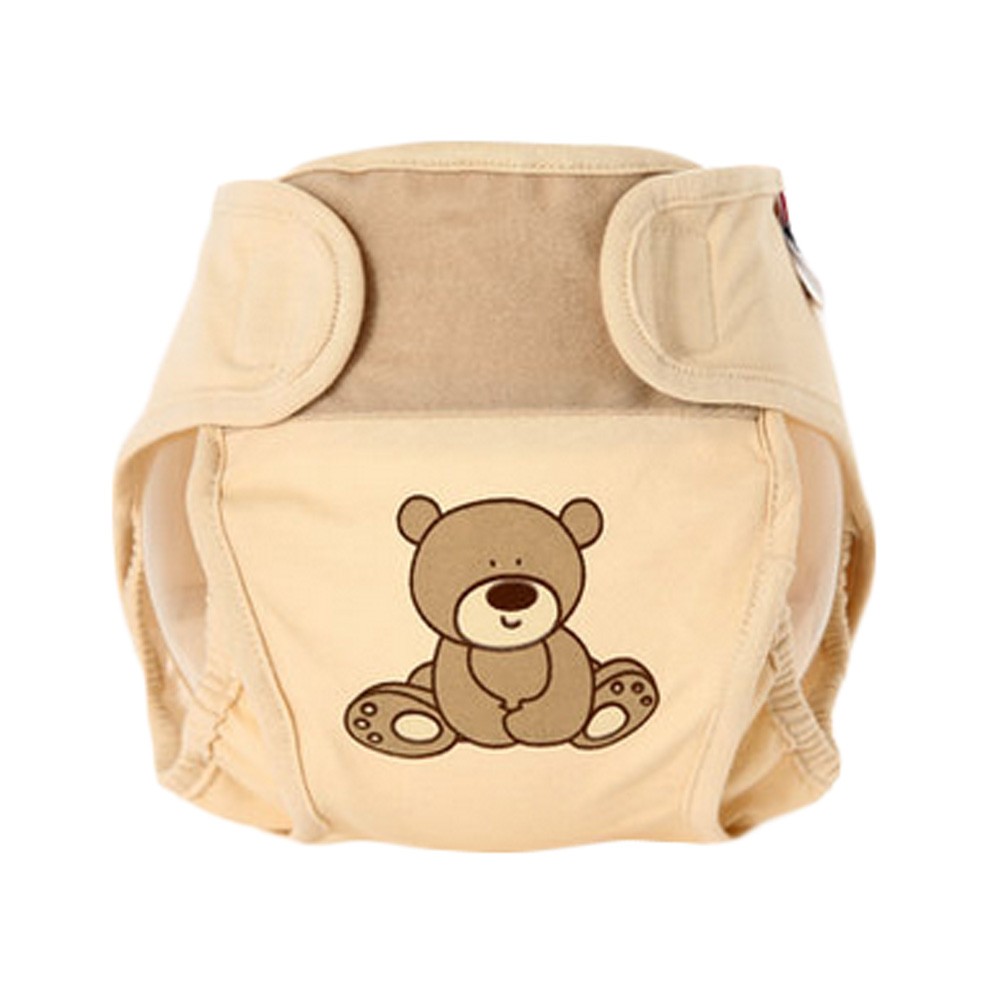 Lovely Bear Baby Leak-free Diaper Cover With Magic Tape (6-12 Months, Beige)