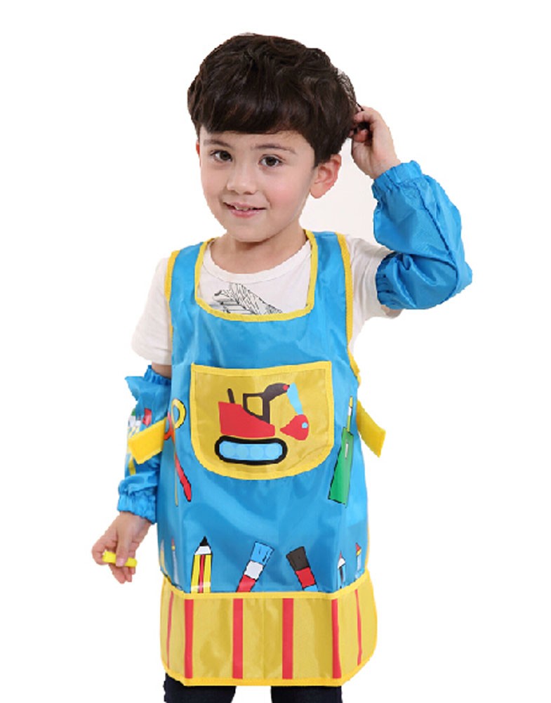 Waterproof Baby Bib Overclothes Painting Smock Apron & Sleeves A, 3-10 Years