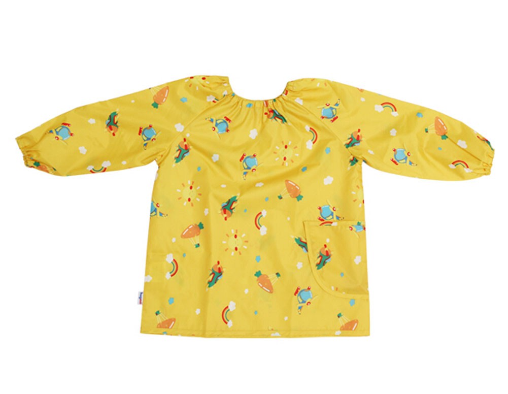 Waterproof Breathable Baby Bib Overclothes Painting Smock Apron YELLOW