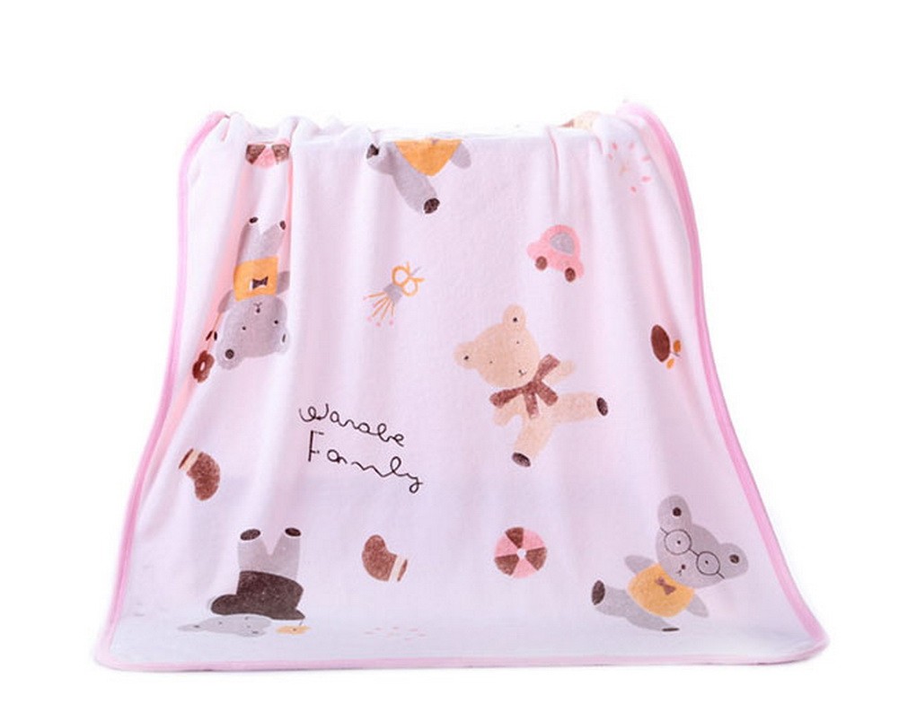 Pink Bear Microfiber Baby Washcloth, 75 By 140 CM