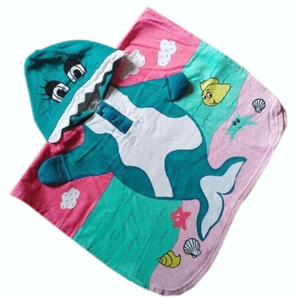 Lovely Cartoon Series Green Dophin Hooded Bath Towel (100*60CM)
