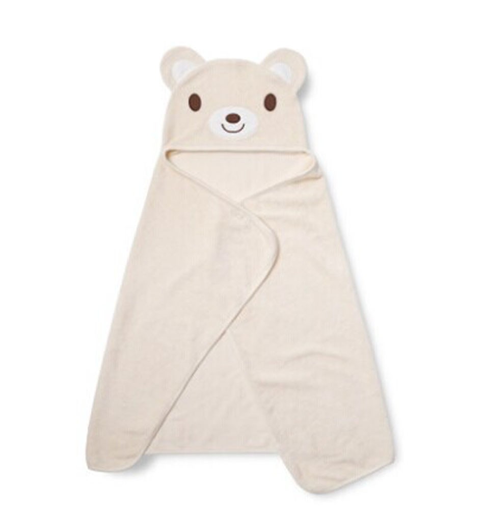 Cartoon Animal Series Soft Baby Hooded Bath Towel, Beige Bear (90*50CM)