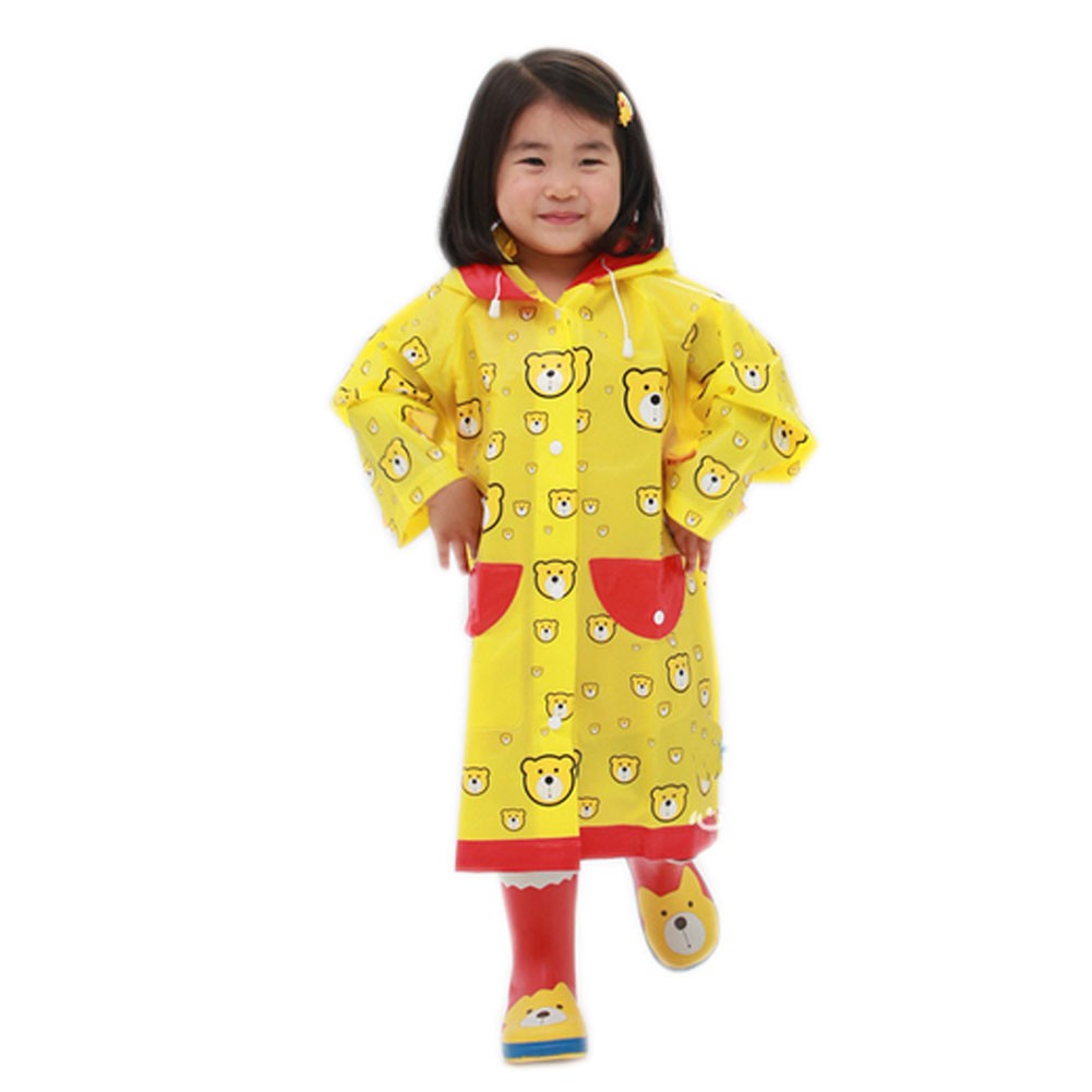 YELLOW Bears Toddler Rain Day Outerwear Baby Rain Jacket Infant Raincoat L