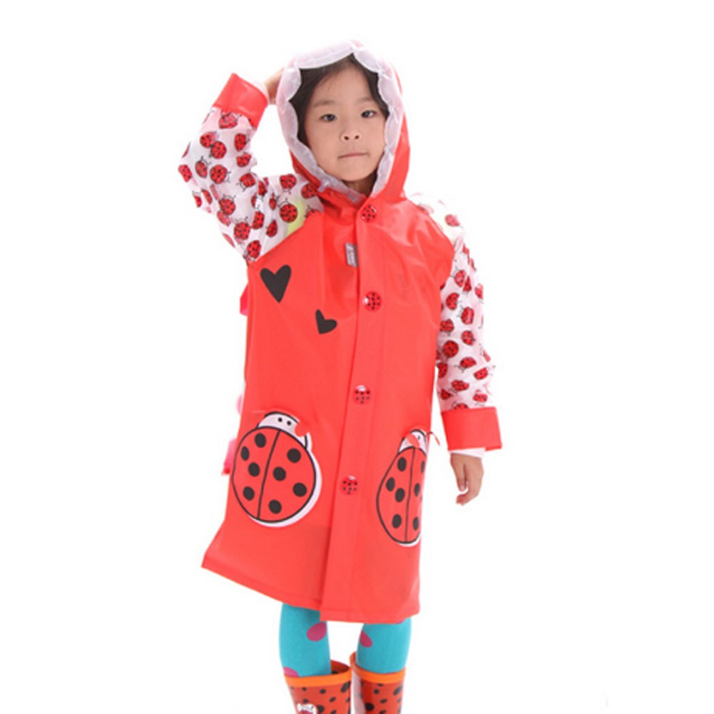 Ladybird Cute Baby Rain Jacket Infant Raincoat Toddler Rain Wear RED S