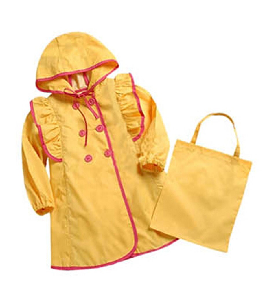 Lovely Baby-Girls Princess Dress Raincoat Fashion Children Rainwear Yellow S