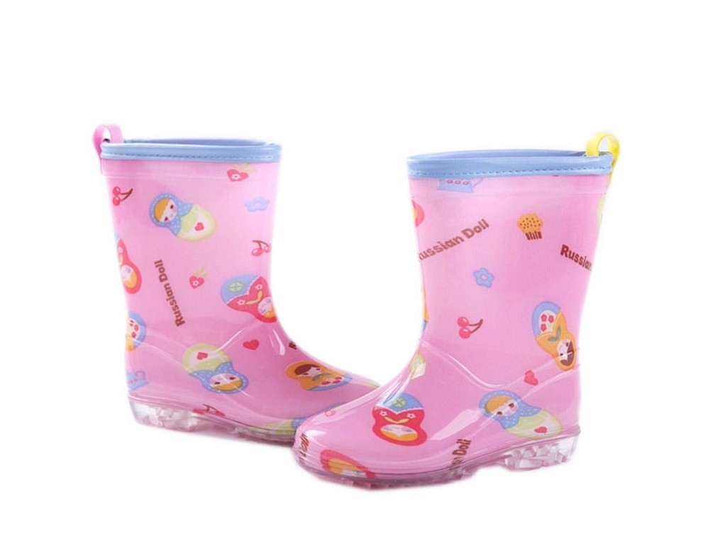 Fashion Toddler Girls Pink Matryoshka Rain Boot