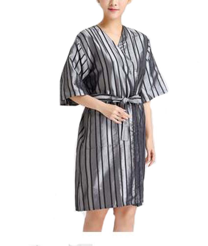 Beauty Salon Straight Strip Gown Robes Hairdressing Gown for Clients, Gray