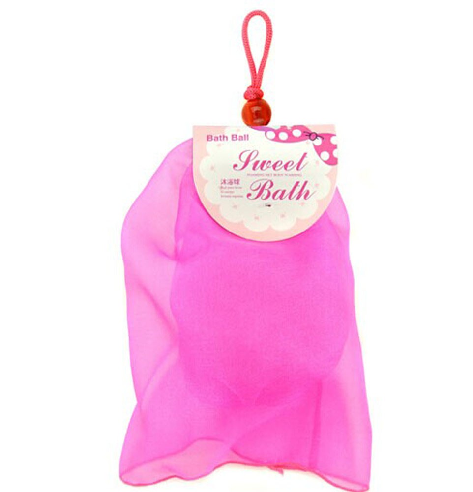 New Style Set of 2 Dreamlike Organza Bath Ball Body Cleansing Scrubber/Rose Red