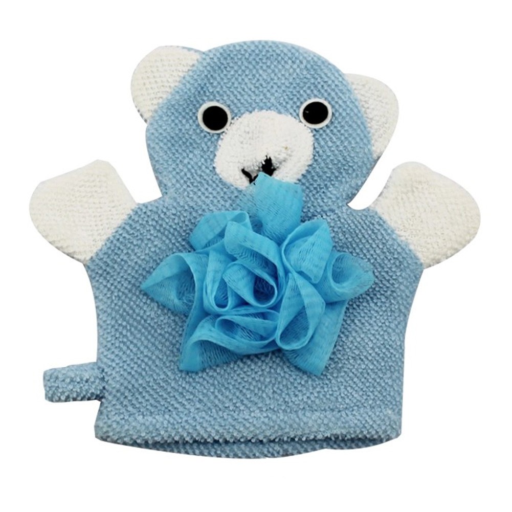 Cute Cartoon Baby Bath sponge Gentle Exfoliating Bath Glove (Blue)