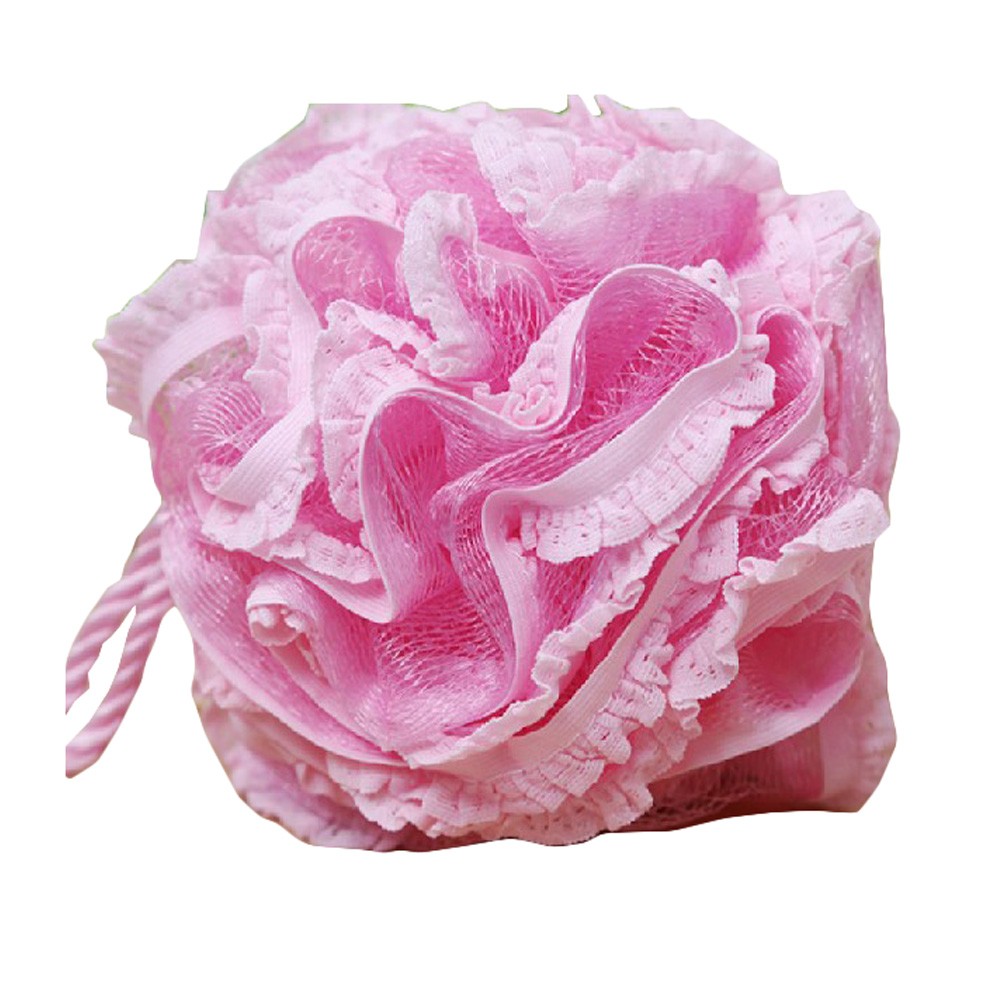 Flower Shape Bath and Shower Sponge Gentle Exfoliating Mesh Bath Sponge (Pink)