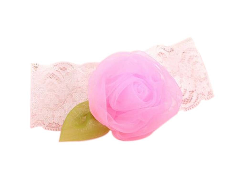 Lovely Pink Rose Girl Headdress Lace Headband Baby Accessories