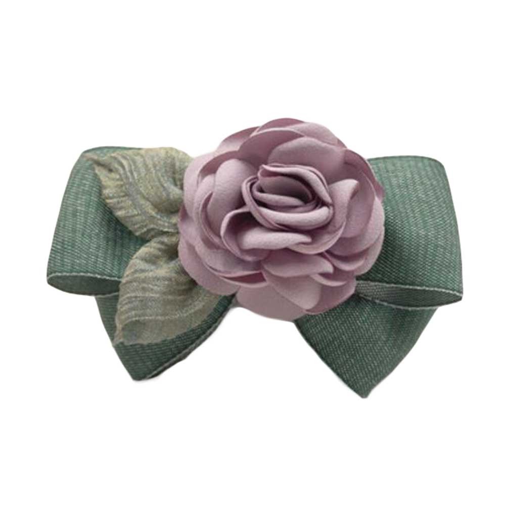 Celadon Color Cloth Rose Hair Bow Handmade French Barrette Hair Barrette Bowknot
