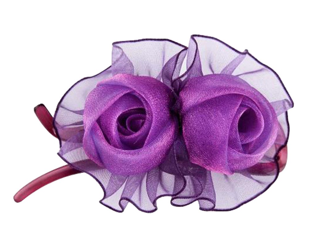 [Pure Purple] Double-Rose Hair Styling Tool Barrette & Ponytail Holder Hair Clip