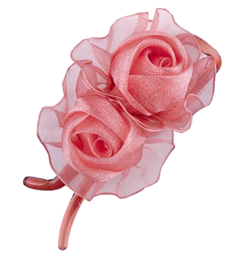 [Naked Pink] Double-Rose Hair Styling Tool Barrette & Ponytail Holder Hair Clip