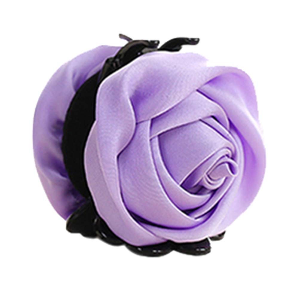 A Beautiful Rose Flower Hair Clips Headwear Ponytail Clip, Light Purple