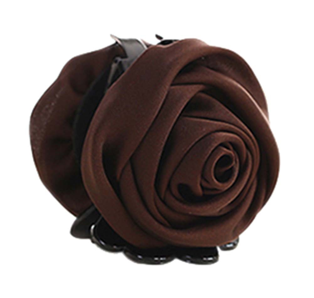 A Beautiful Rose Flower Hair Clips Headwear Ponytail Clip, Brown