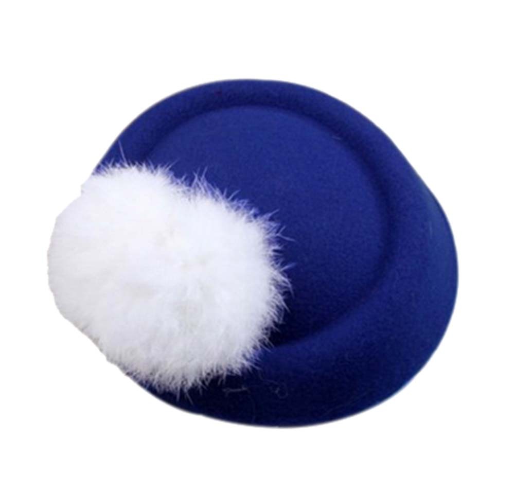 Wool Fedora Hat Small Hat Hairpin Side Clip Hair Accessories, Blue