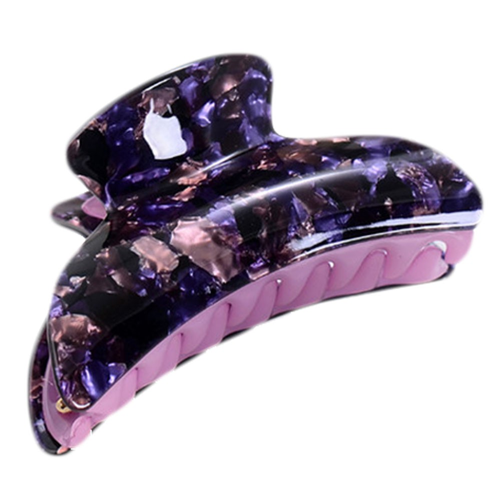 Jelly Color Hairpin Plaid Hair Claw Elegant Hair Claw Hair Clip(Purple)