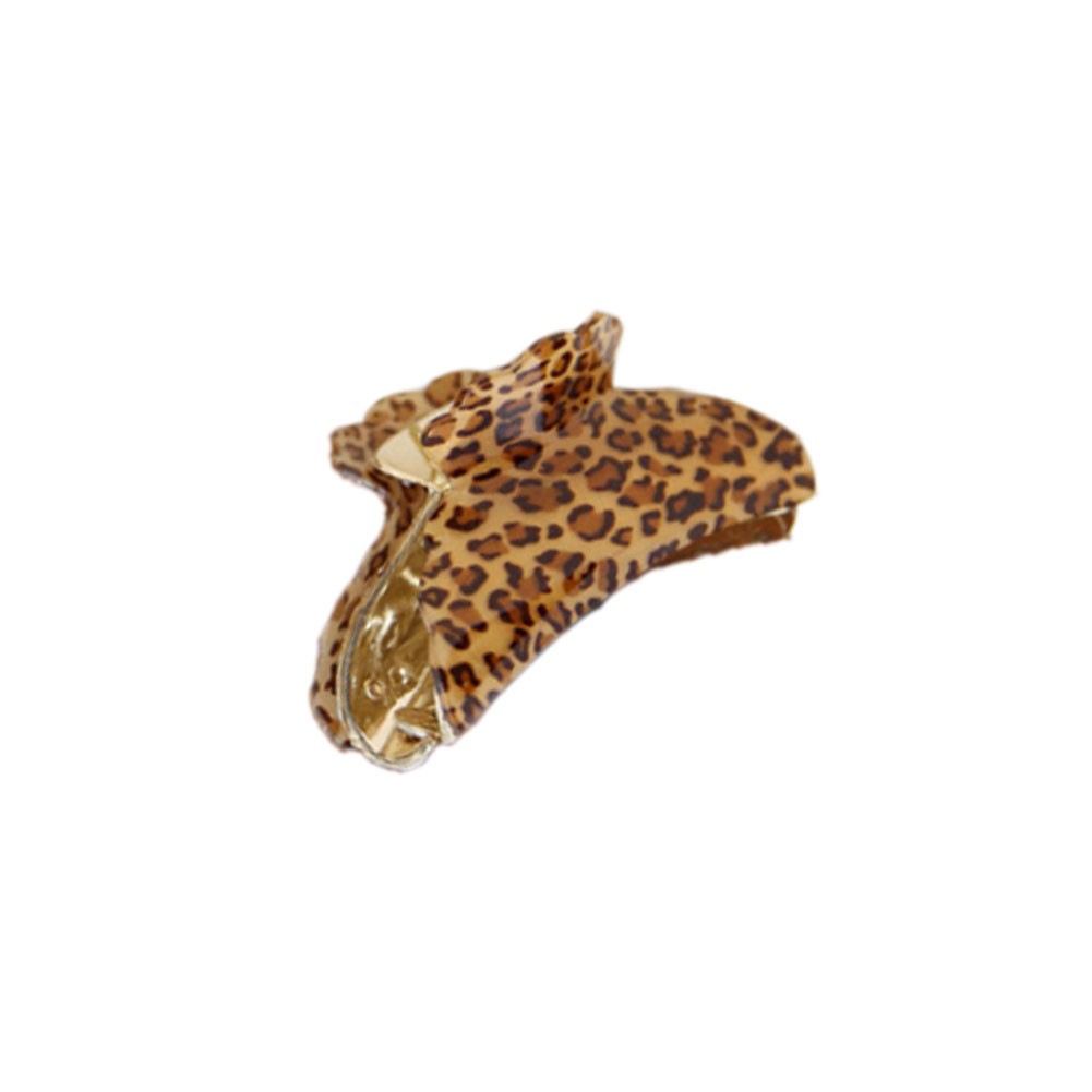 [Set Of 3] Fashion Leopard Large Jaw Clip Hair Styling Claws, 3.7 inches, KHAKI
