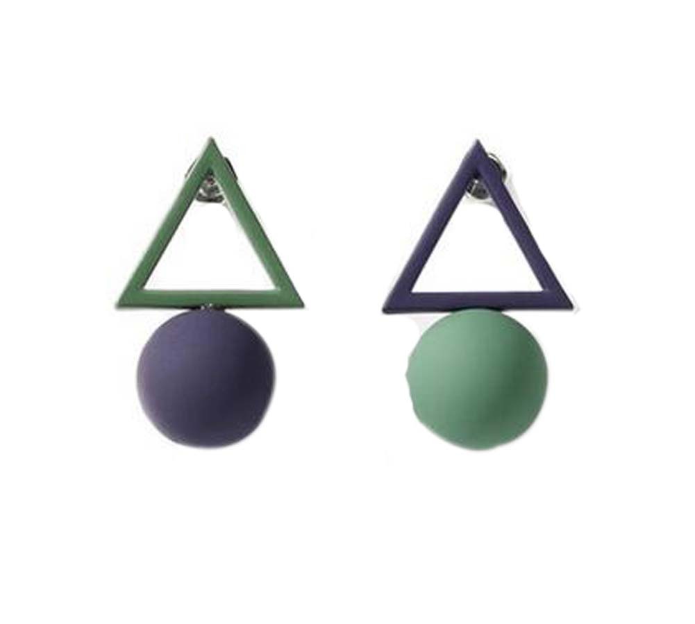 European Style Simple Triangles Temperament Earrings Asymmetric Earrings,Purple