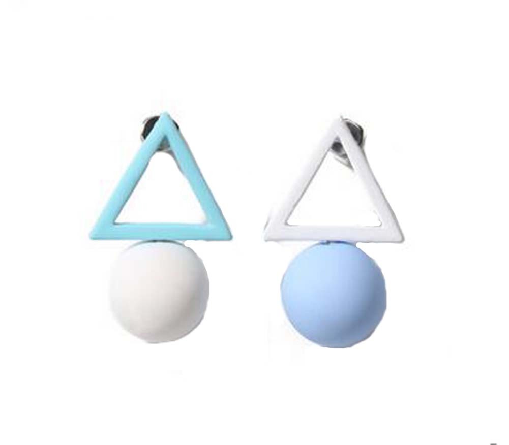 European Style Simple Triangles Temperament Earrings Asymmetric Earrings,Blue