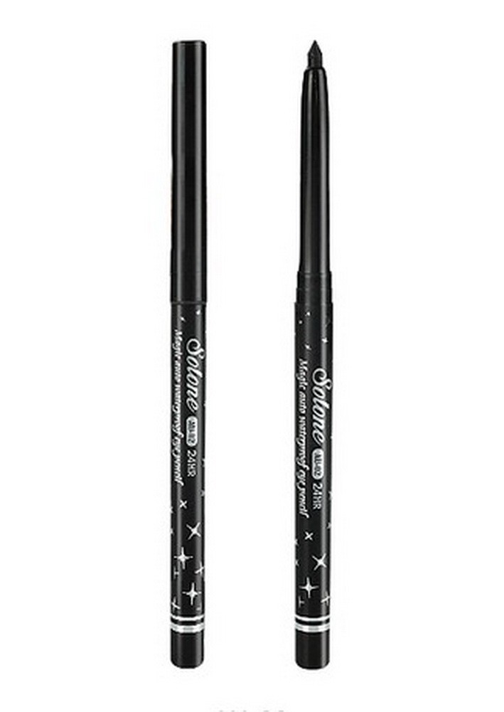 Rotating Waterproof Eyeliner Pen Bold Makeup Pencil Eye Liner SILVER DRILL BLACK