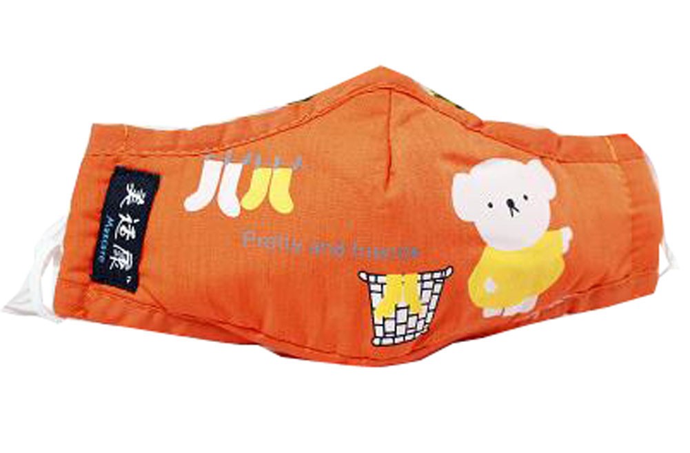 PM2.5 Kids Cotton Mask For Anti-smog with Activated Carbon (Orange Bear)