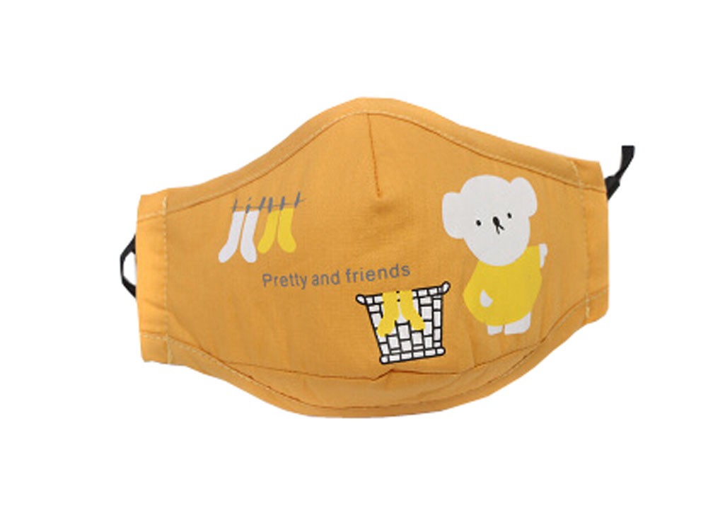 PM2.5 Kids Cotton Mask For Anti-smog with Activated Carbon (Yellow Bear)