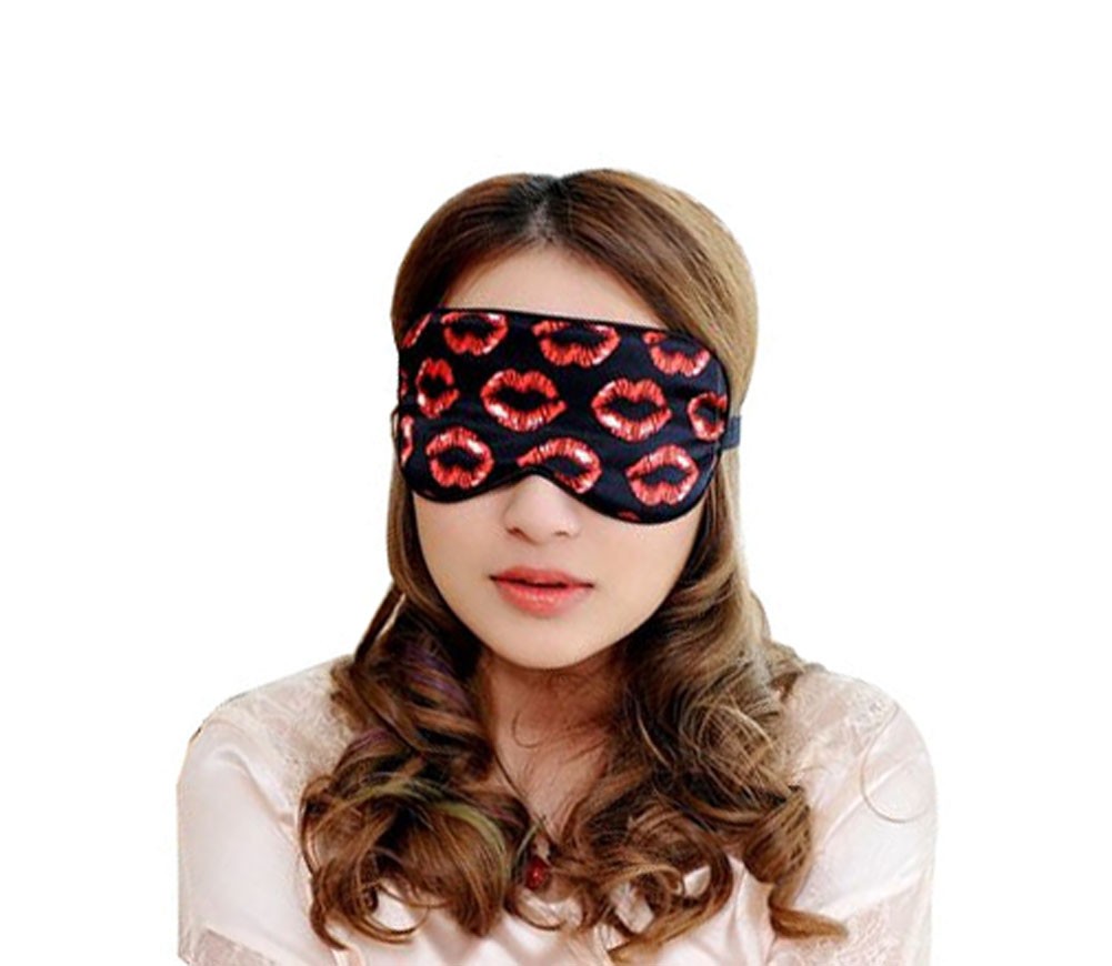Super Soft Silk Eye Mask Lovely Personality Eyeshade Sleep Eye Mask RED Lips