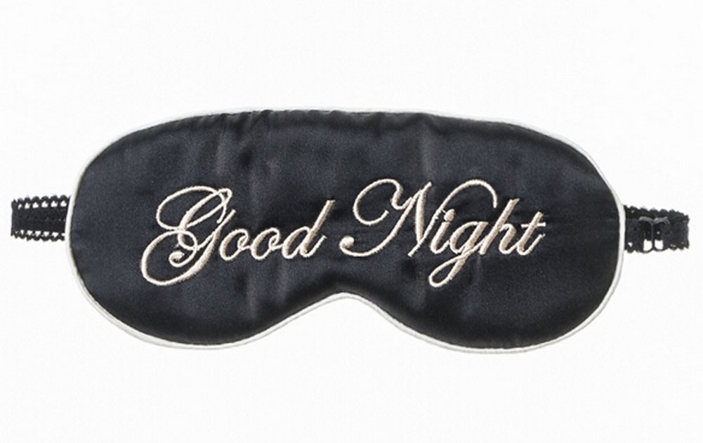 Double Sided Silk Eyeshade Sleep Eye Mask BLACK Eye Mask GOOD NIGHT