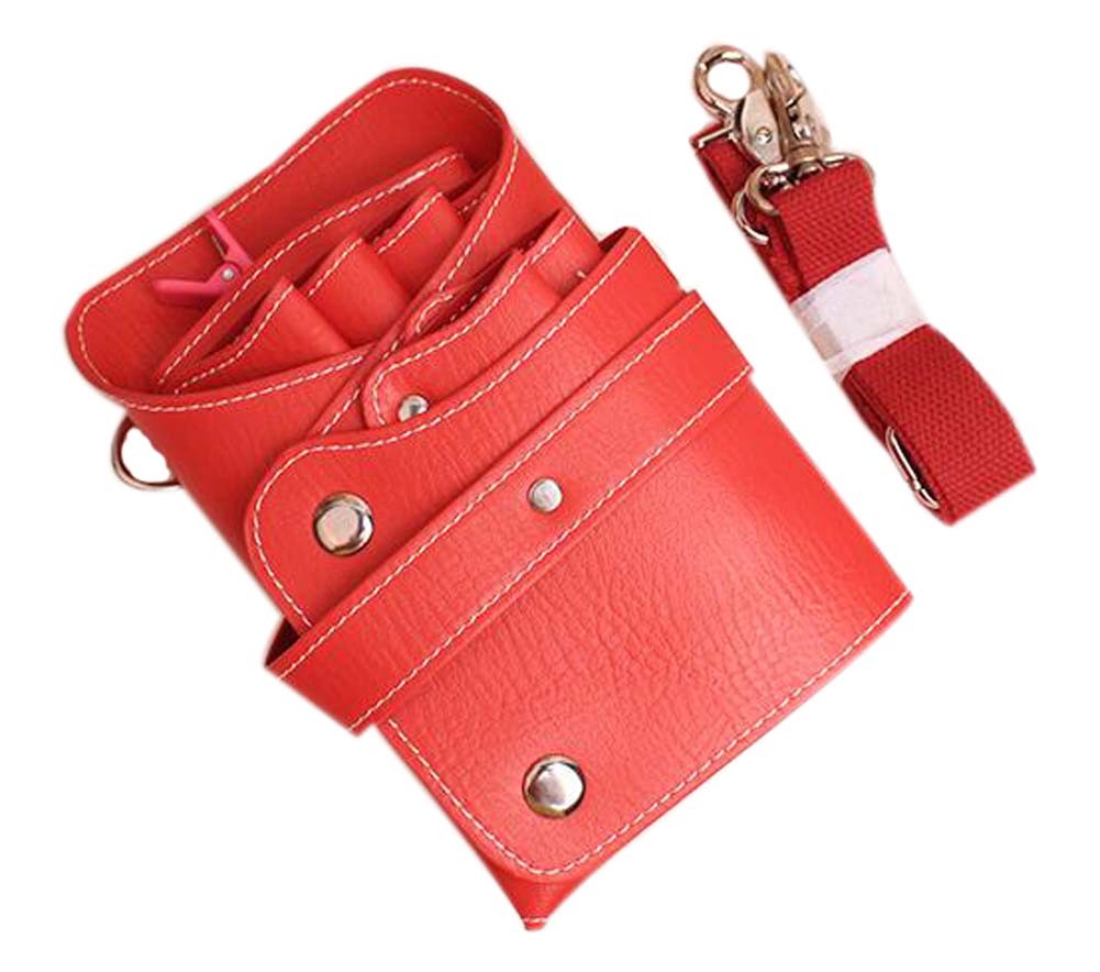Hair Scissors Bag Hair Durable Comb Package Hair Stylist Pockets, Red