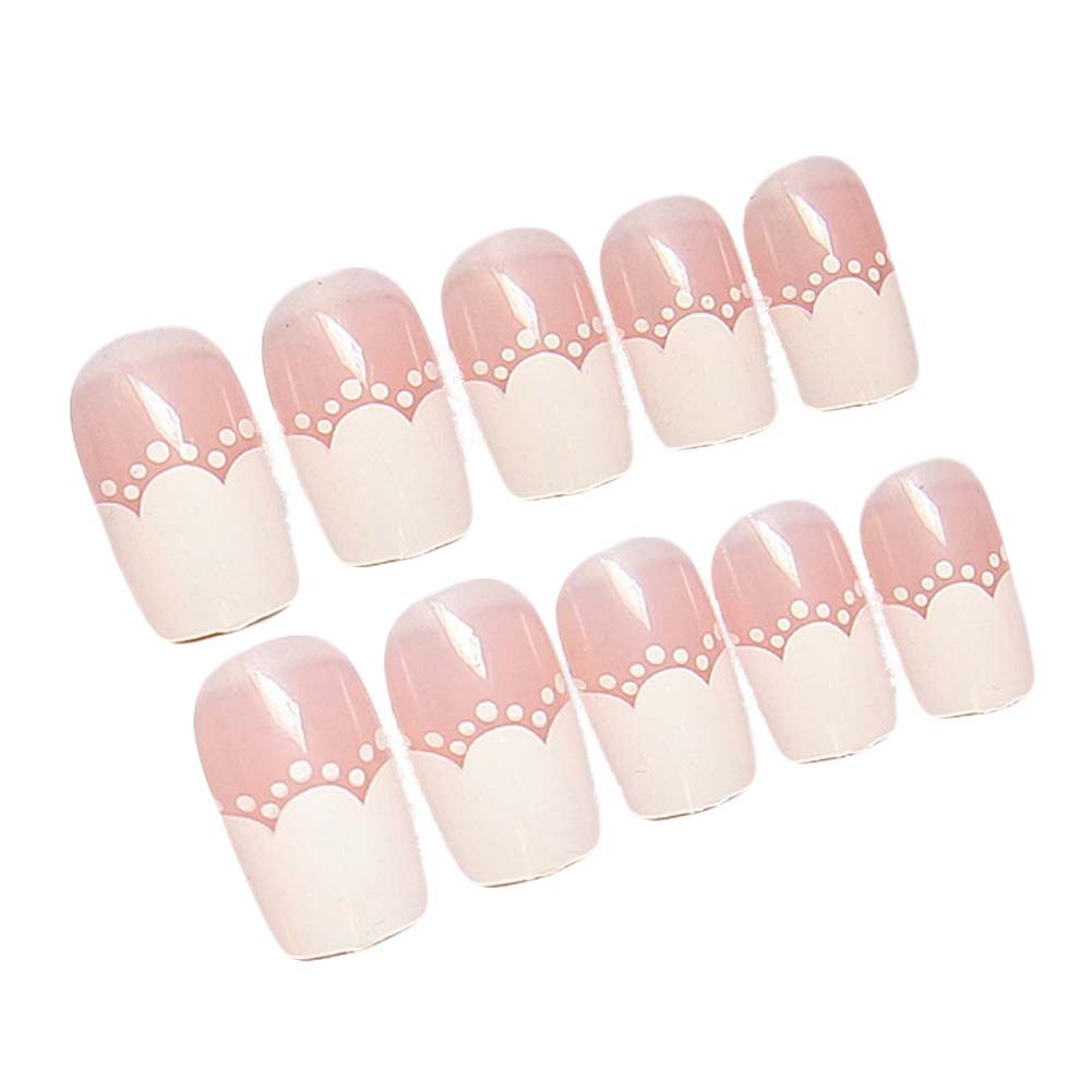 Modern Style Pink&White Artificial False Nails Tips Fake Nails Decoration 2 Box