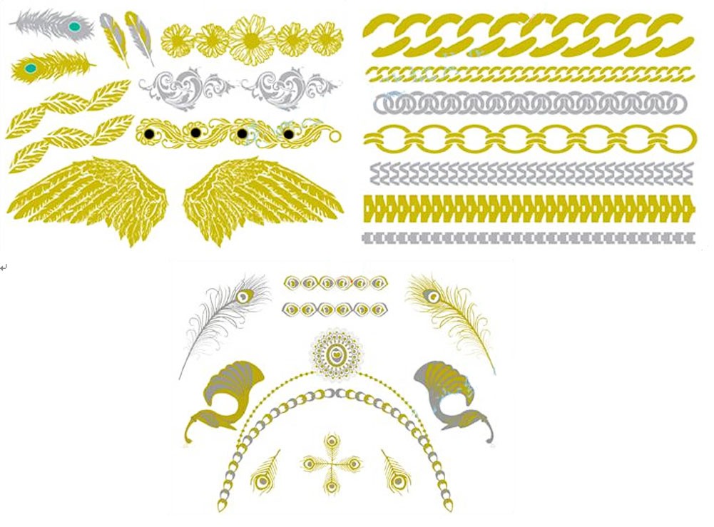 Stylish Dreamcatcher Golden Body Tattoo Stickers Temporary Tattoos(3 PCS)  M